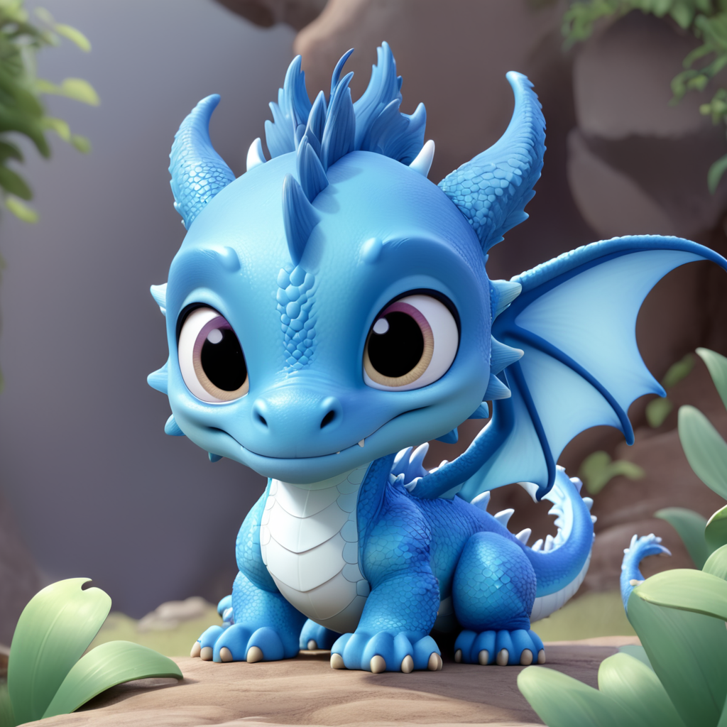 cute baby blue dragon