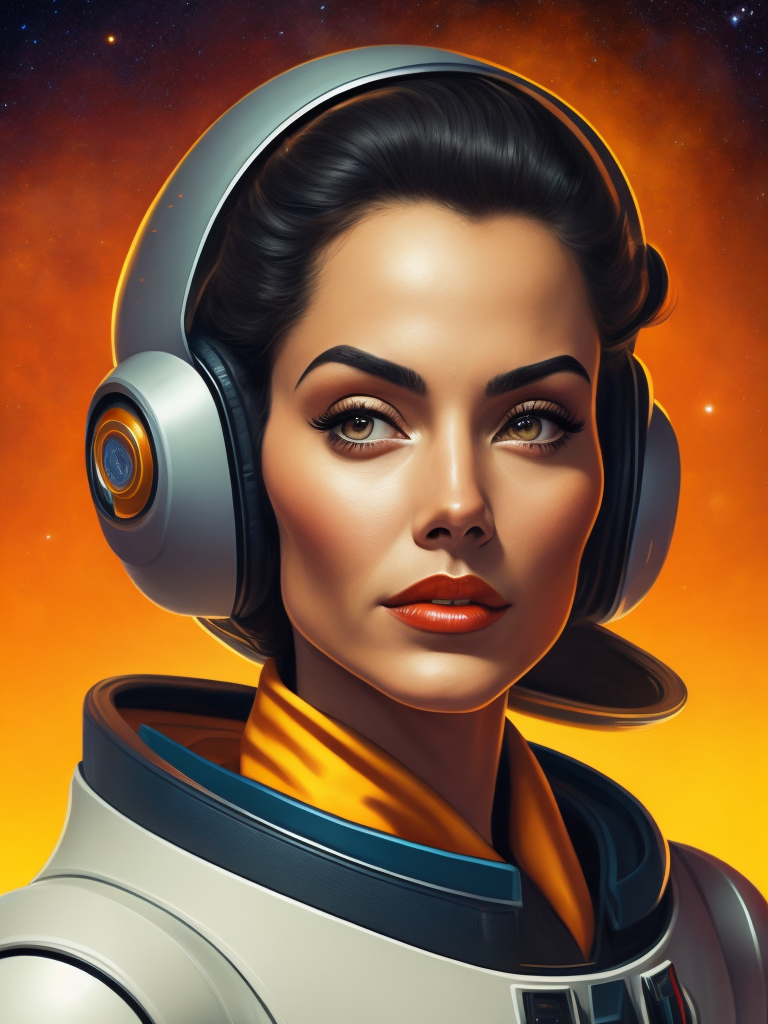 Portrait of a retro scifi space woman, by john willie