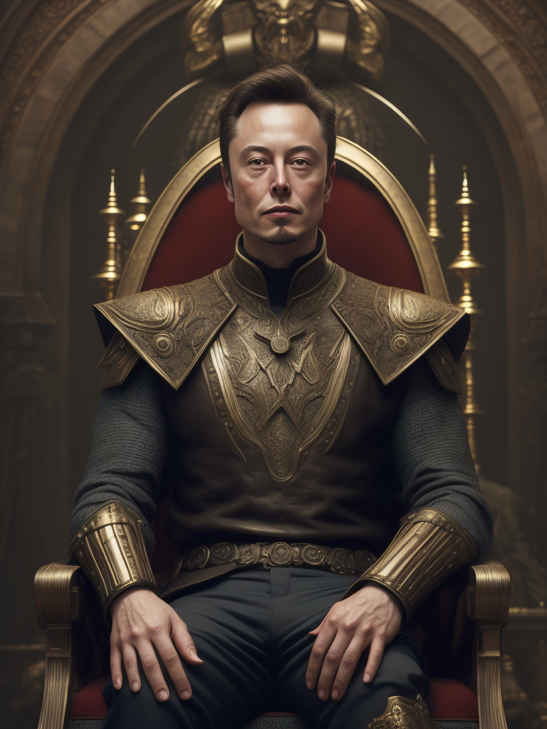 Elon Musk, in The Matrix movie, in kung-fu stance Tupac as a medieval king on a throne with a sword in hand by Edgar Maxence and Caravaggio and Michael Whelan, artistic, intricate drawing, realistic fantasy, extremely detailed and beautiful aesthetic face, postprocessed, 8k resolution, dramatic lighting