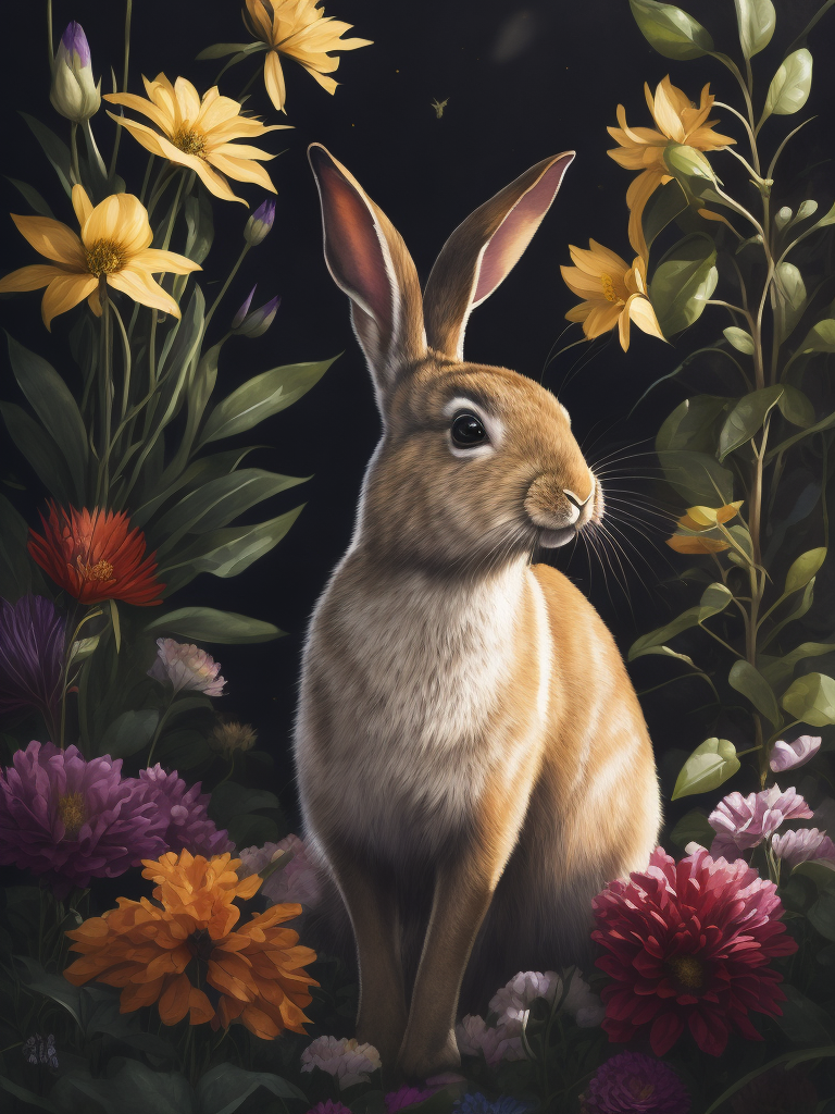 watercolor art rabbit floral design nature inspired art wildlife artwork animal themed painting watercolor masterpiece botanical illustration rabbit in floral setting artistic wildlife depiction
