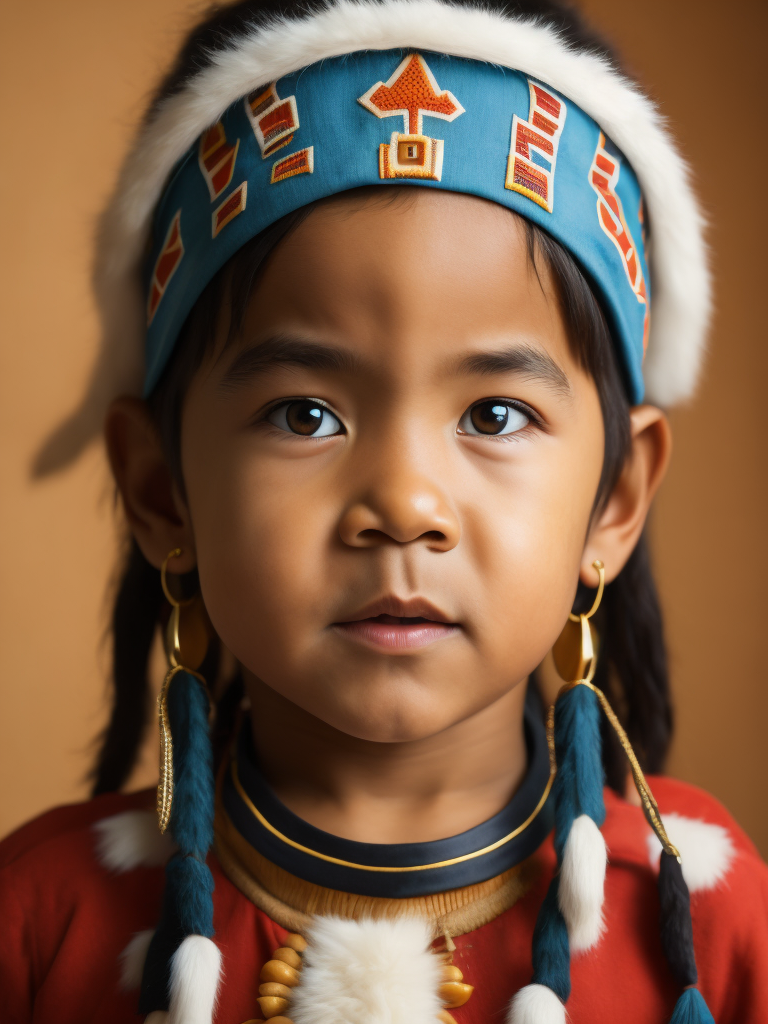 native american boy 1 years old in national dress
