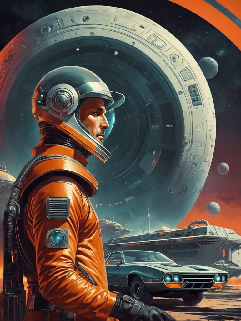 design sci-fi images in 1970s art style