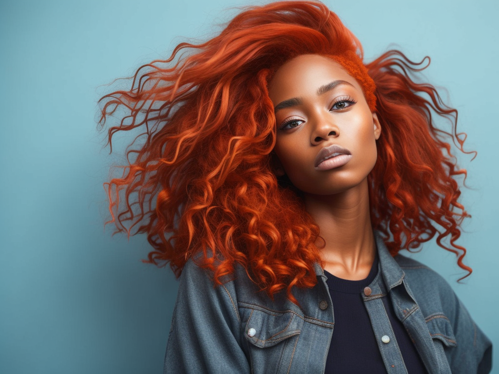 black girl with ginger hair, freckles on the face, professional photo, sharp on details