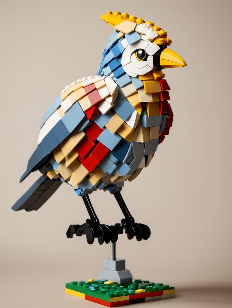 Make a bird made of lego pieces