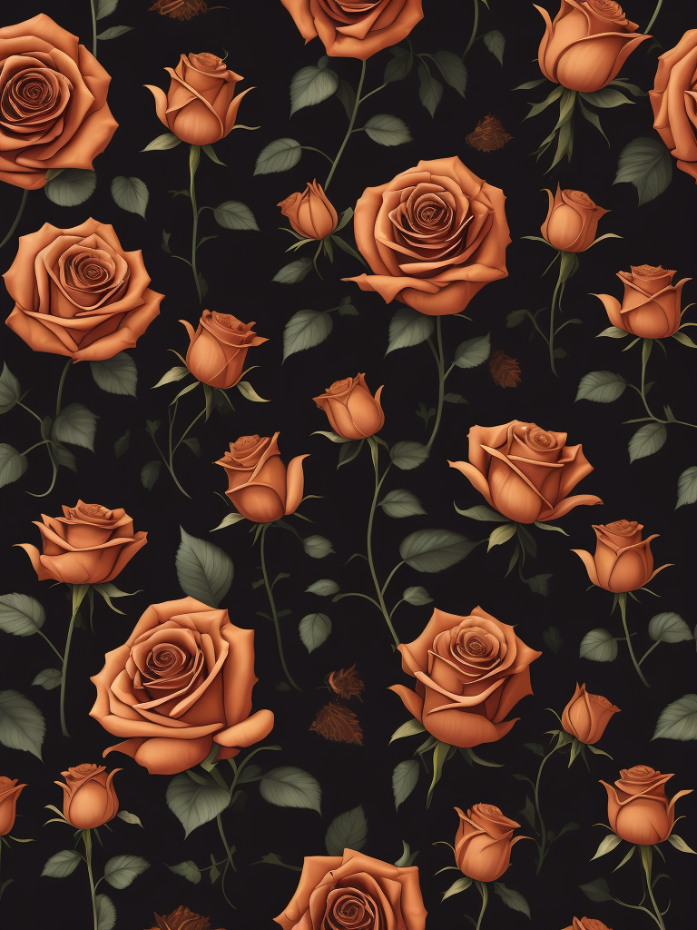 seamless pattern with roses, flat vector illustration
