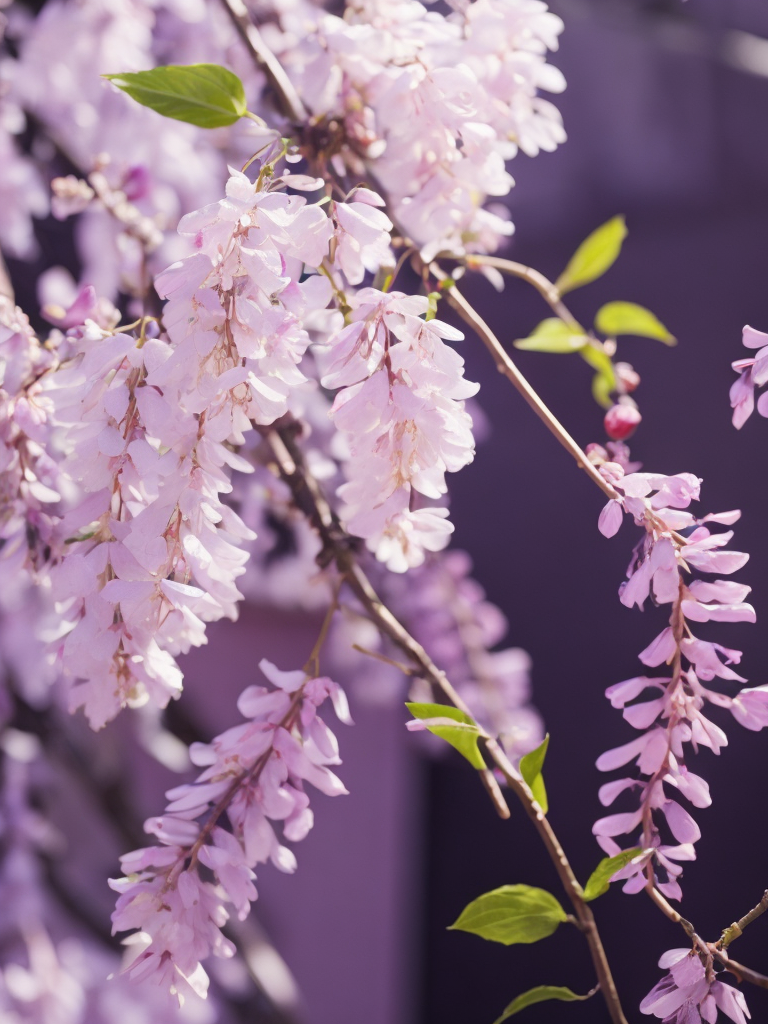 Wisteria and cherry blossom