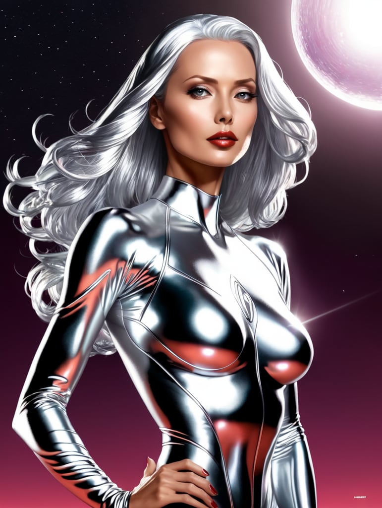 A woman silver surfer