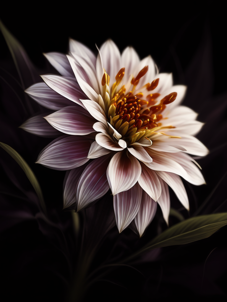 fractal flower, black background, deep colors, dark atmosphere, contrasting light, macro photography, close-up, high-quality details, deep focus, professional shot