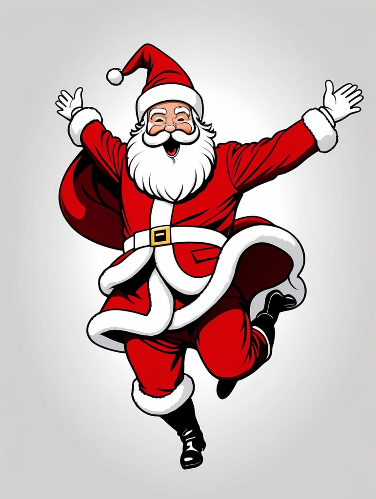 Santa Claus, in the style of simple line art vector comic art on a white background