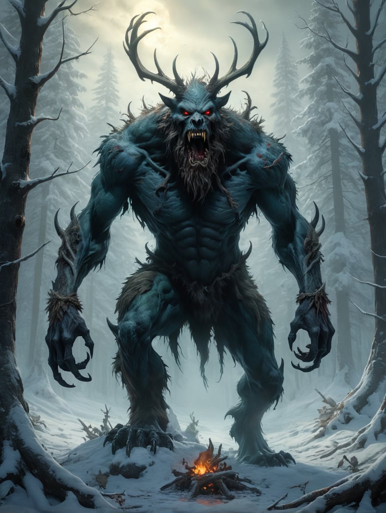 Wendigo or windigo is a man-eating spirit in Algonquin mythology. a symbol of insatiable hunger and a hungry winter.