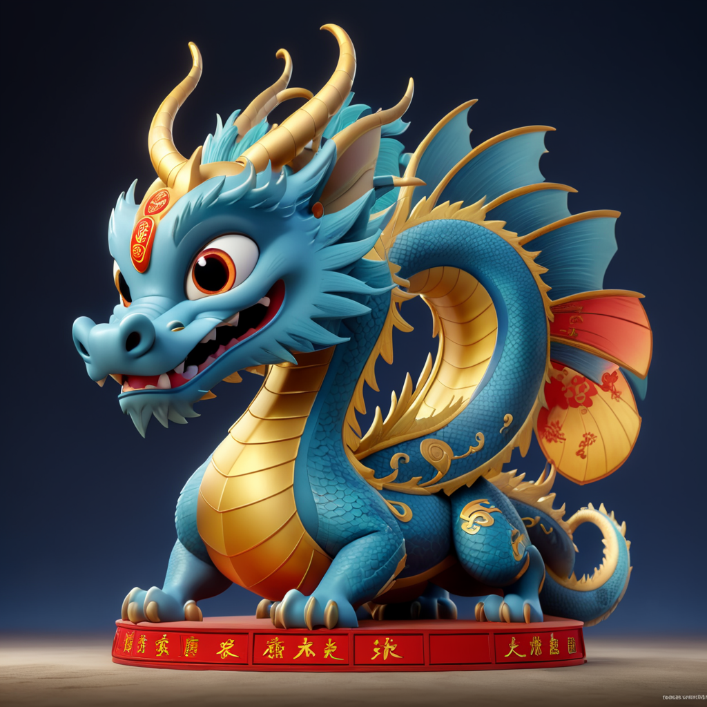 3d render of lunar Dragon, chinese, lunar year