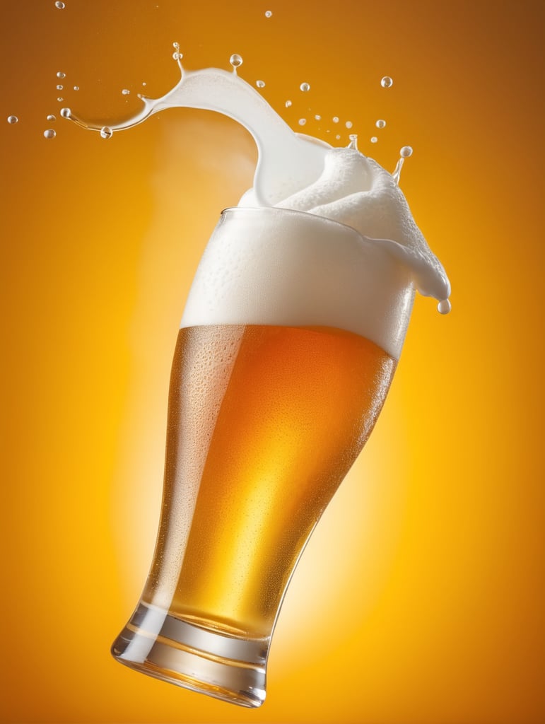 professional photo of a beer glass, Beer foam coming out of a glass