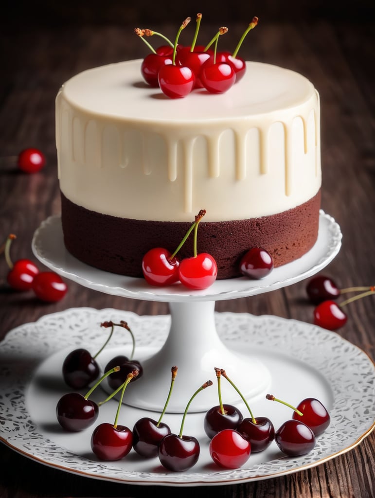 fine cake with one cherry