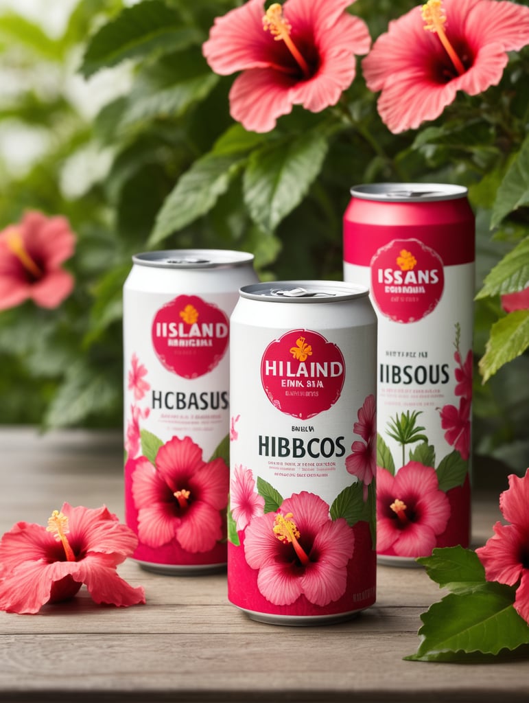 Premium Free ai Images | hibiscus chilled drink packed in cans and ...