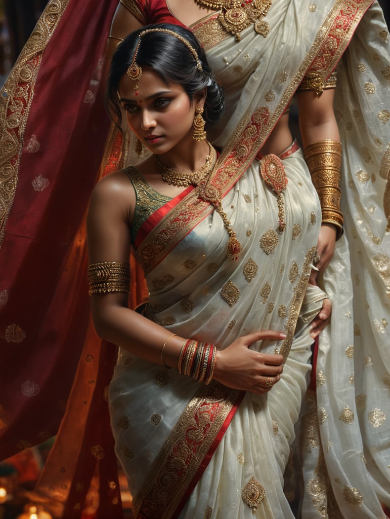 A girl in his marriage saree