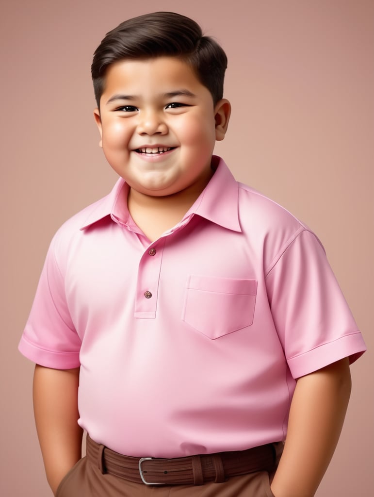Rely fat dibble chin pink shirt and brown pants 12 years old