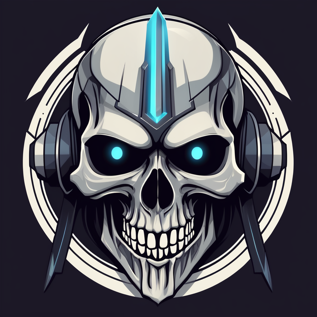 Skull Gaming Logo, futuristic reaper, vector image