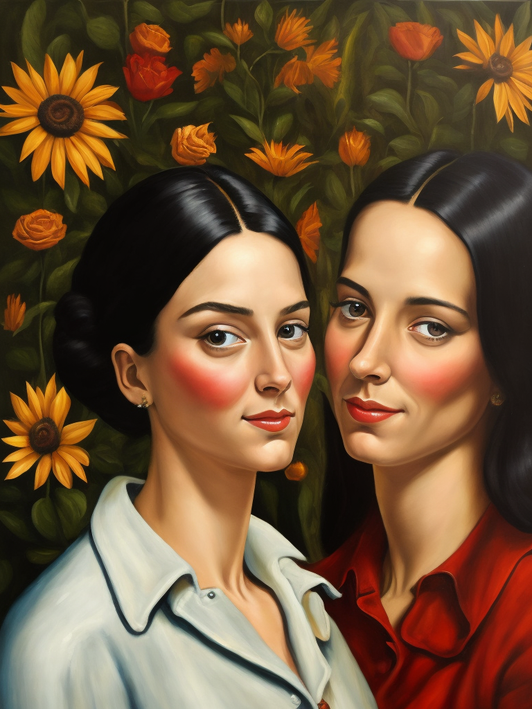 a two girl, style of Catherine Nolin, Painting, Acrylic, Oil, Portrait, Interior, USA