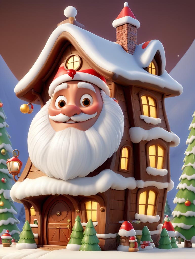 Beautiful brown big shiny funny santa clause house