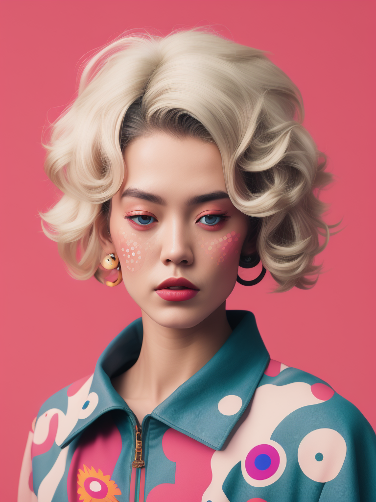 Animated Anime Character illustration by Jimmy Marble and Takashi Murakami on pink background