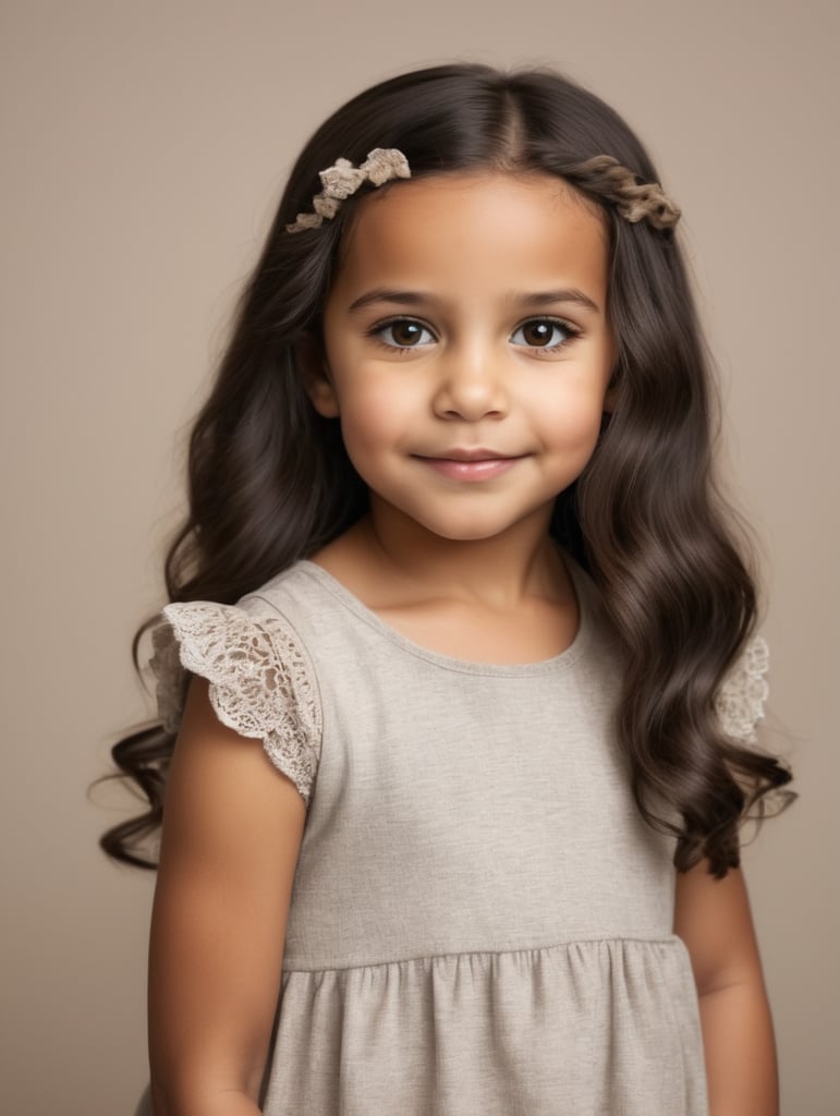 50 Norwegian and 50 Egyptian little girl living in America with dark brown hair