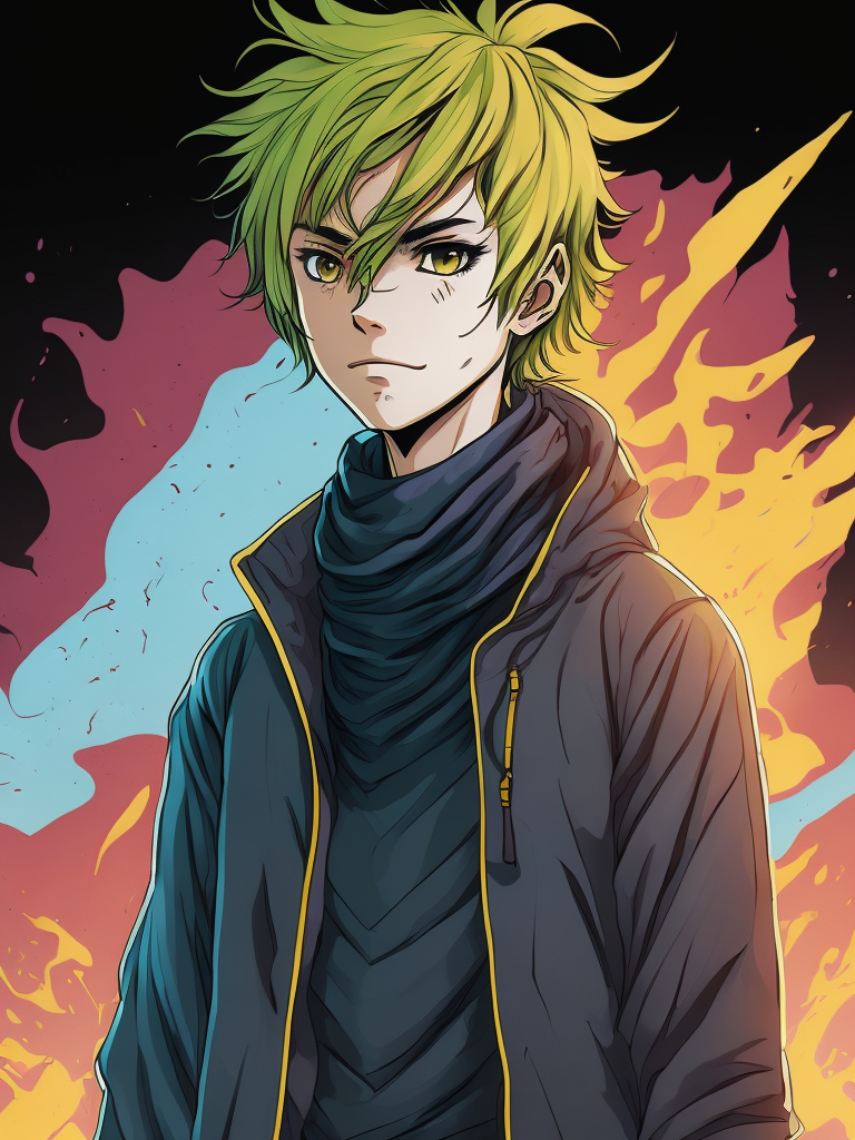 young teenage boy, hanahaki disease, manga anime art style, bright colours