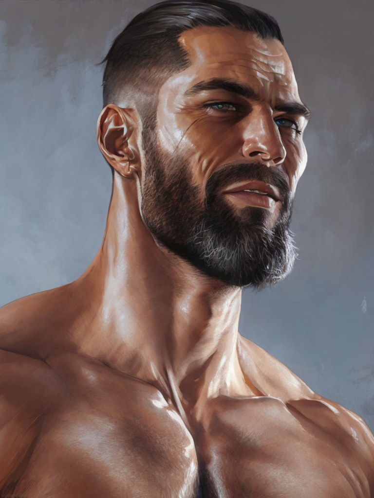 portrait of a muscular bearded man, sharped, detailed