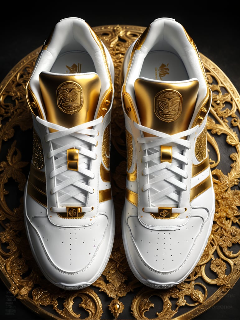 sneaker fashion white and gold divine sneakers shoe design high end footwear fashion inspiration luxury sneakers limited edition golden sneakers fashionable footwear