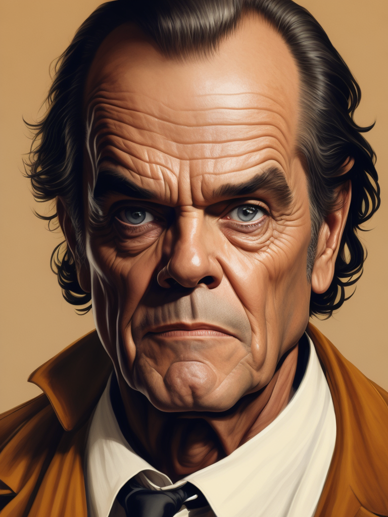 Jack Nicholson, Hero portrait, Illustration, Painting, Comic, Acrylic, Gouache, Ink, Cover, Art, UK, style of Glenn Fabry