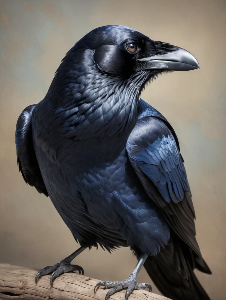 Blue photorealistic raven