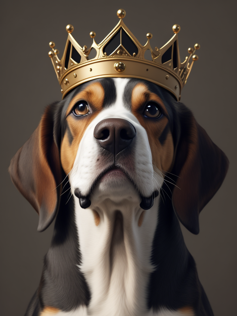 beagle with a crown