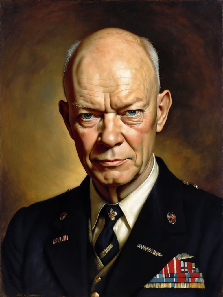 Premium Free ai Images | portrait of dwight eisenhower by rembrandt ...