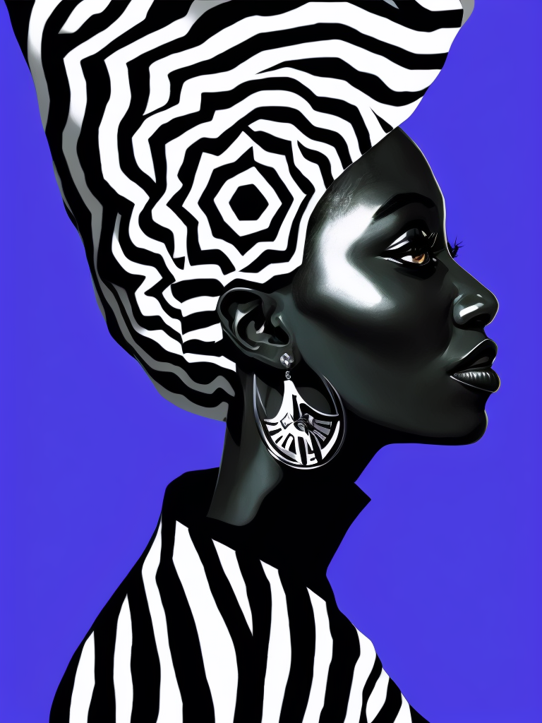 Profile of a black woman, with style like artist Temi Coker, purple background