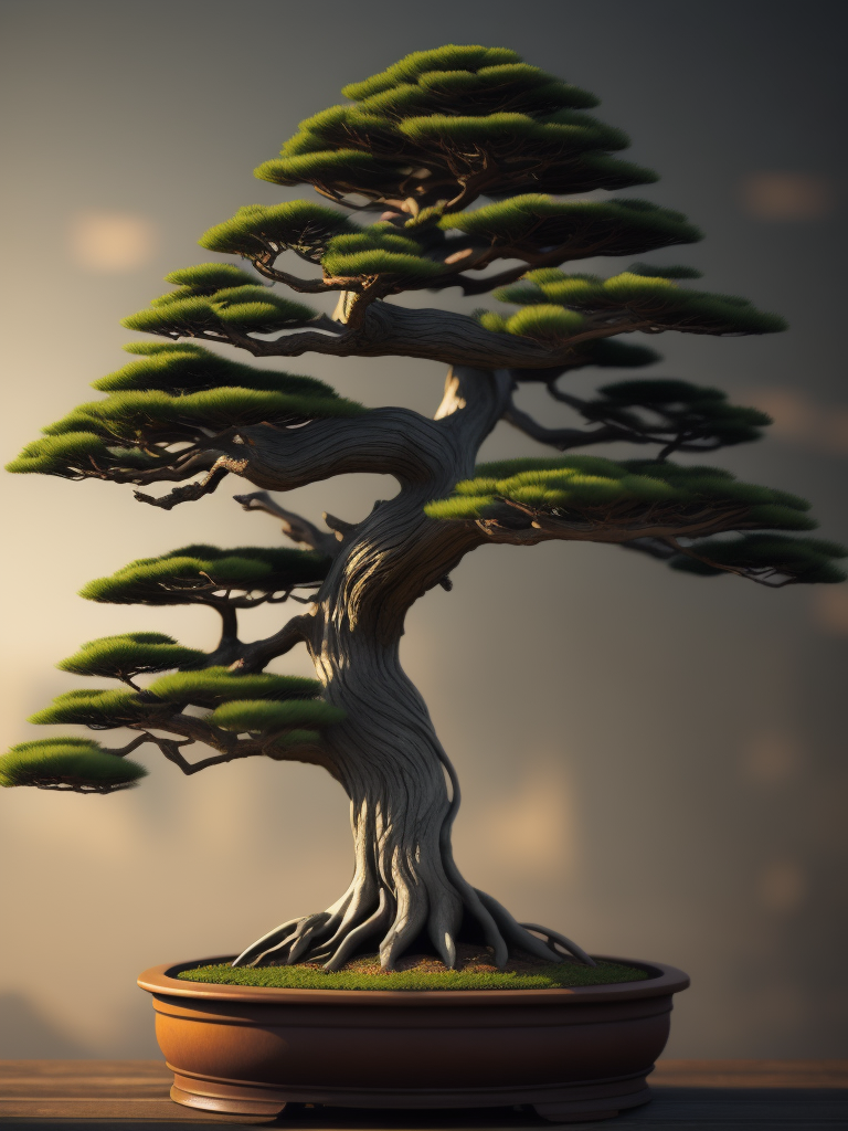 bonsai tree, tilt shift, depth of field