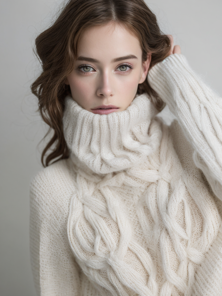 White woolen knited sweater
