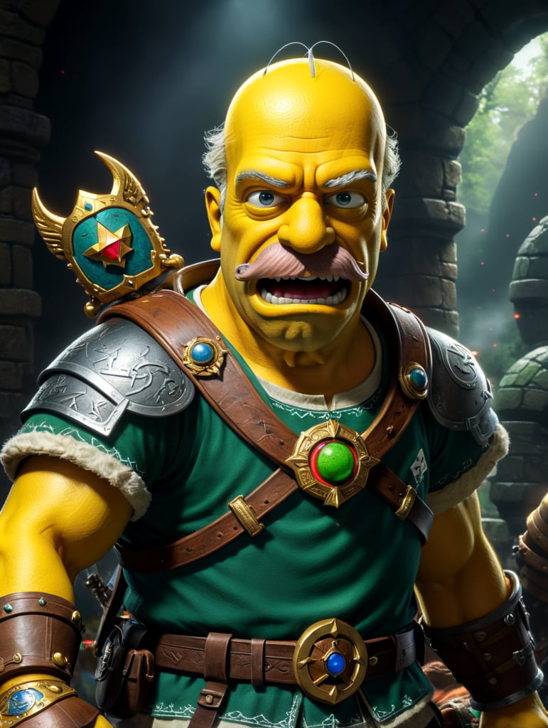 Homer Simpson as Link from the legend of Zelda Ocarina of Time