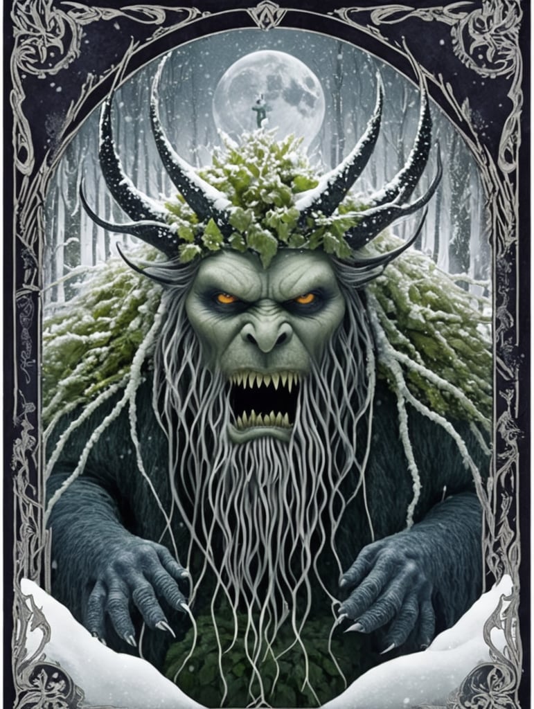 folk horror snow queen monster hirsute kudzu tarot card