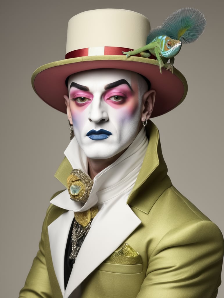 A chameleon dressed as Boy George