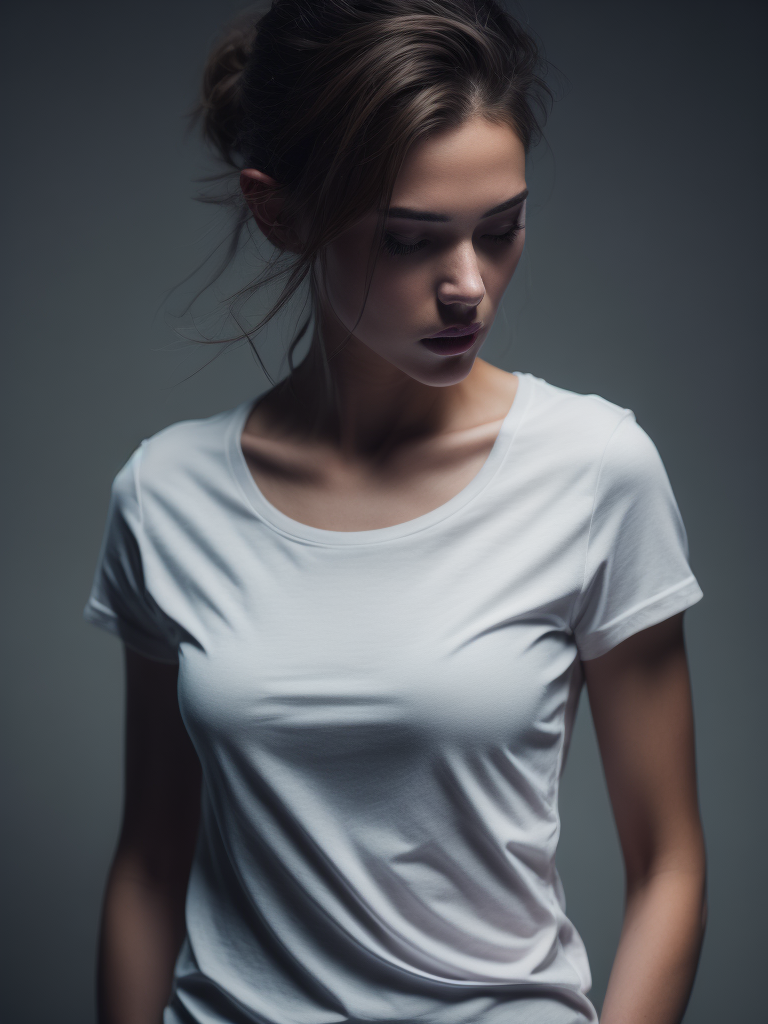 a women wearing white t-shirt