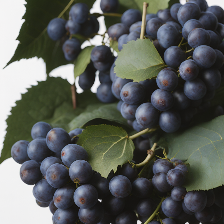 Grapes with leaves, Vintage, Diagrammatic, digital art style, pop art, white background,Photoillustration, Art Deco