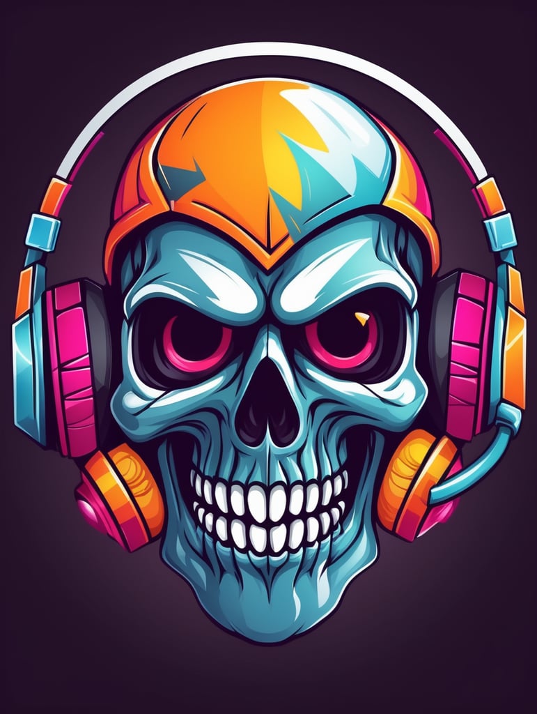Skull Gamers mascot logo, e-gaming, bright colors, Gaming Logo, vector image