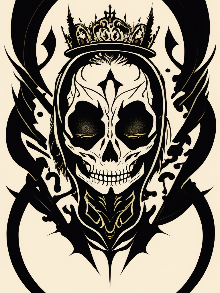 A vector art of a queen skeleton tattoo