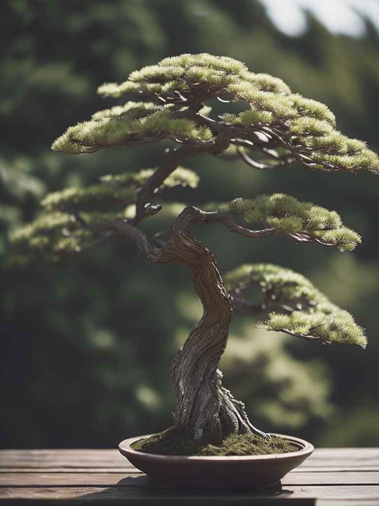 bonsai tree, tilt shift, depth of field