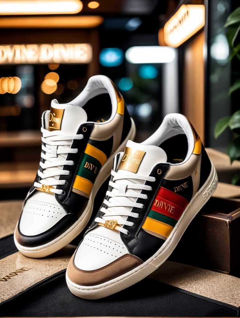 Designer sneakers with the word ‘divine’ clearly inscribed