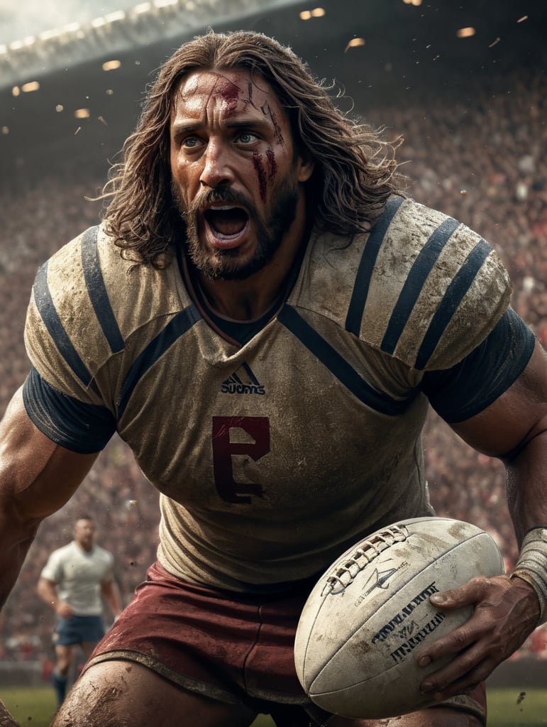 Jesus shredded playing rugby