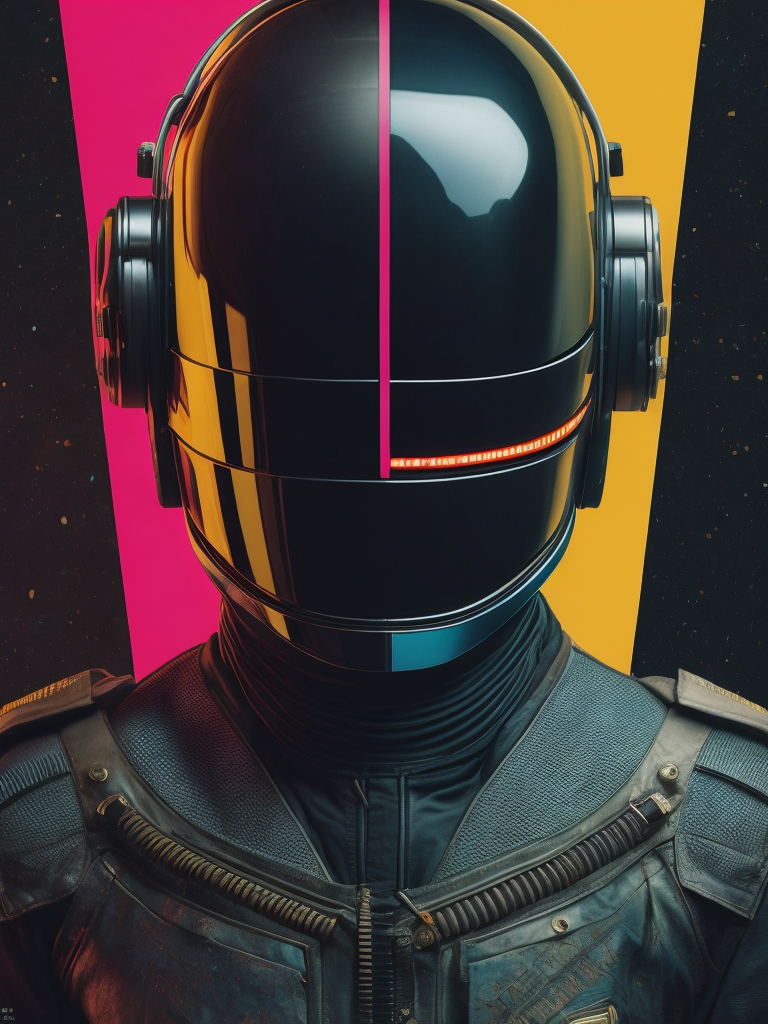 Portrait of daft punk, ultra realism, super detailed, neon colors, magazine cover, professional shot, magazine photography, bright saturated colors, sharp focus, highly detailed