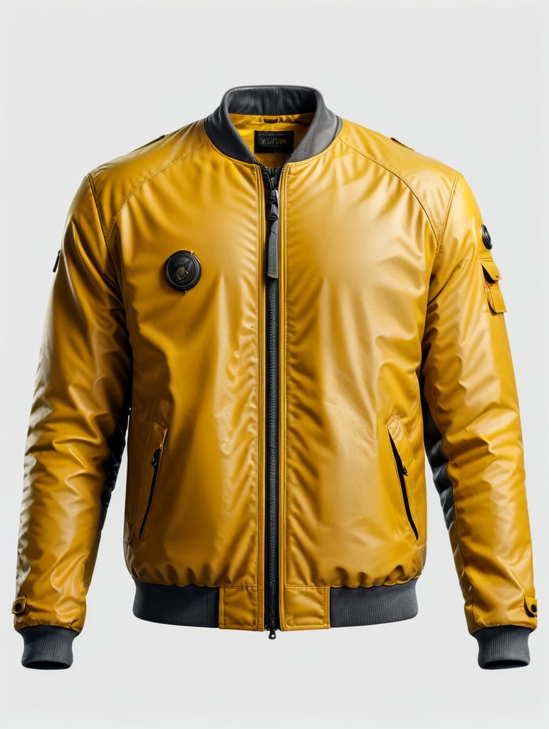 a yellow jacket, grey background, isolated