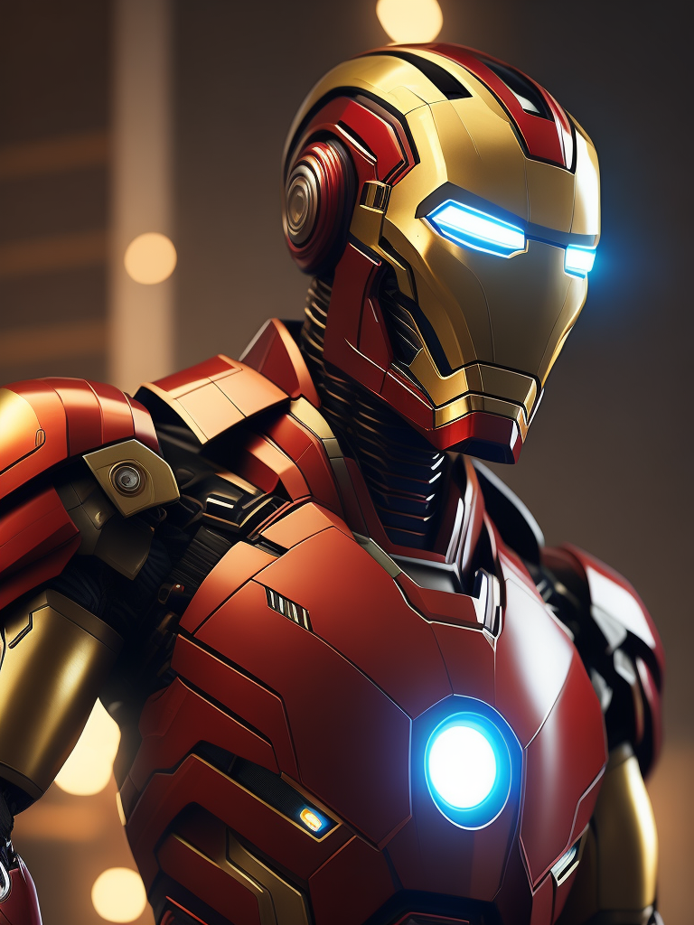 Ironman in Pixar Style, cute, soft color, gradient color