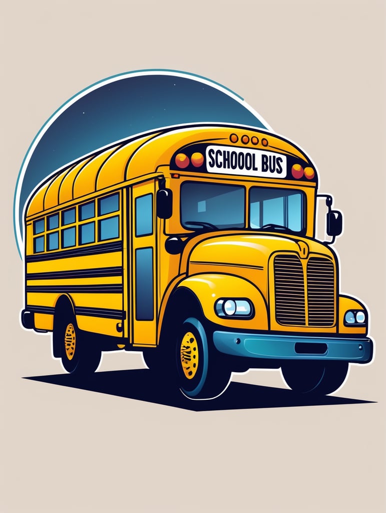 School Bus Vector, mascot logo, bright colors, vector Logo, vector image