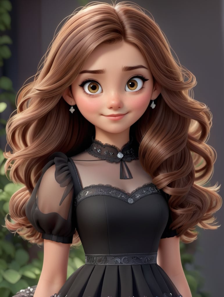 русые волосы кончики розовые,прямые волосы, серые глаза, в красивом черном платье, мне 21 год